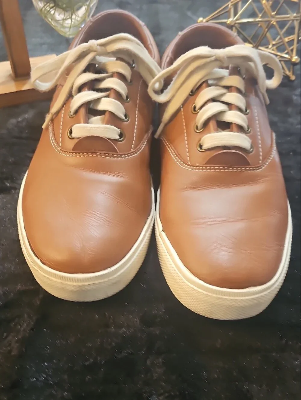 Polo by Ralph Lauren Tan Leather Low-Top Sneakers